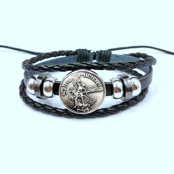 St.Michael the Archangel Leather Bracelet (free shipping)