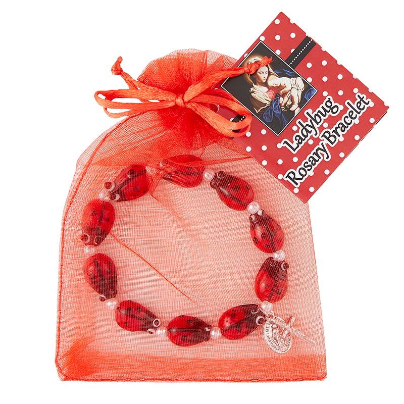 646 Ladybug Rosary Bracelet with Story Card