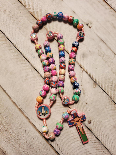 KIDS COLORFUL POLYMER CLAY BEADS ROSARY