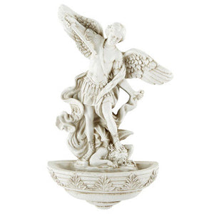 St. Michael Archangel Holy Water Font - Stone Finish
