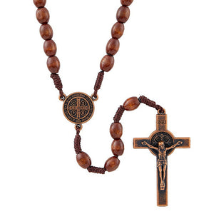 St. Benedict Copper Finish Cord Rosary