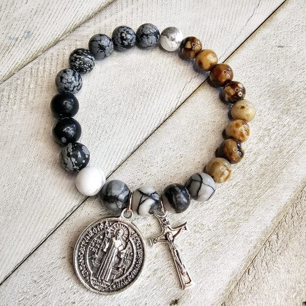 Saint Benedict Natural Stone Bracelet