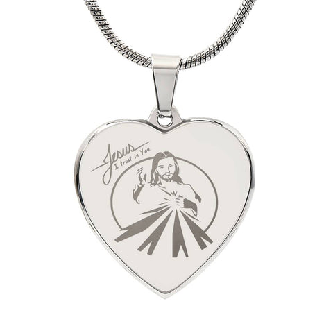 Divine Mercy, Jesus I Trust in You Heart Necklace