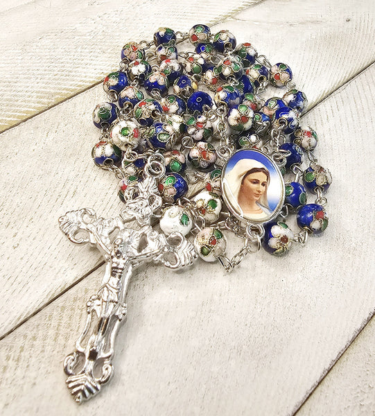 Blue Cloisonne Rosary