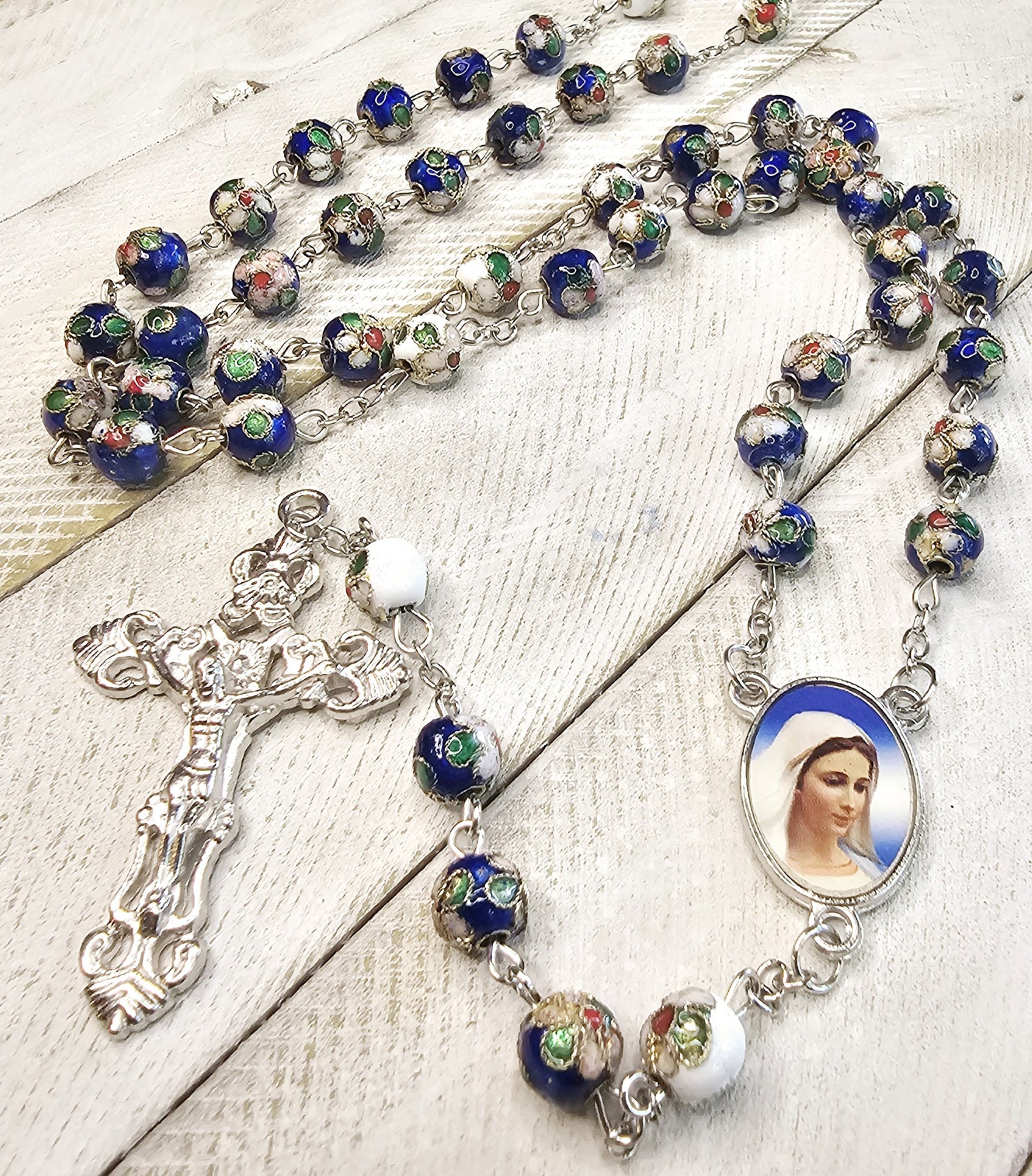 Blue Cloisonne Rosary