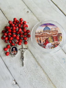 Pope Leo XIV Red Wooden Beads Rose scented Rosary (Offer ended)