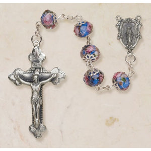 Glass Hand Painted Rosary - Sapphire