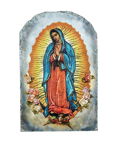 Marco Sevelli Arched Tile Plaque w/ Stand - Our Lady of Guadalupe