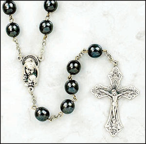 Madonna and Child Hematite Rosary