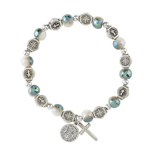 St. Benedict Faceted Bead Medal Rosary Bracelet (Christmas sale 35 % off)