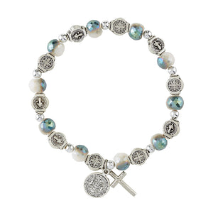 St. Benedict Faceted Bead Medal Rosary Bracelet (sale 35 % off)