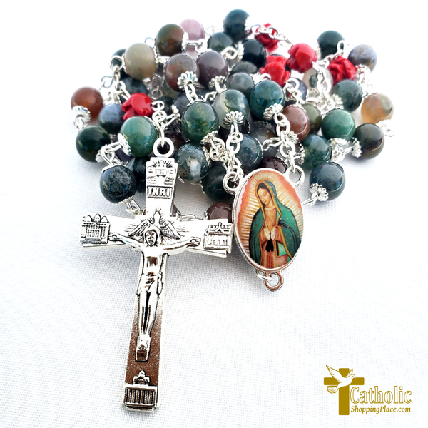 Our lady of Guadalupe Natural Stone Rosary (Now regular price)