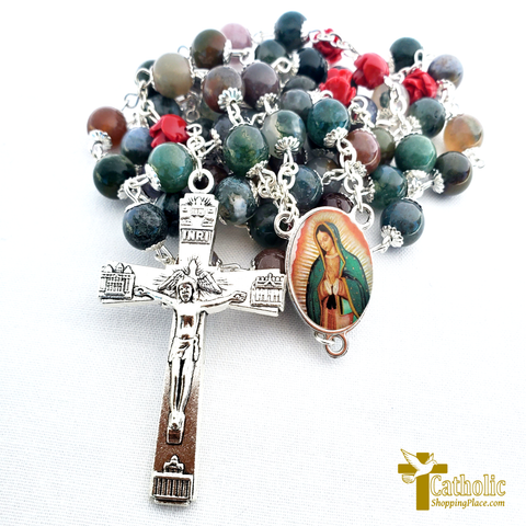 Our lady of Guadalupe Natural Stone Rosary (Buy one get one free plus 10% off included)