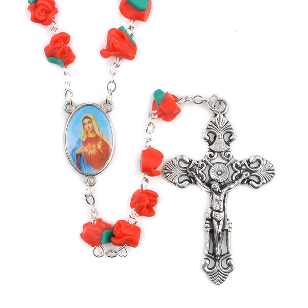 Immaculate heart of  Mary Red Roses Rosary (20% off)