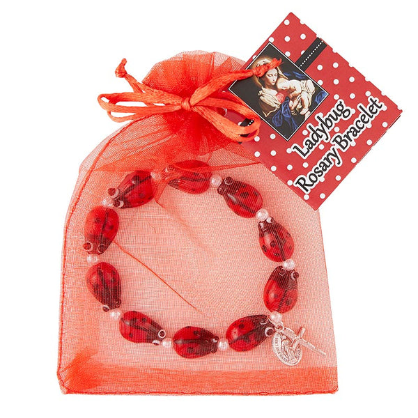 Ladybug Rosary Bracelet with story card (70% off)