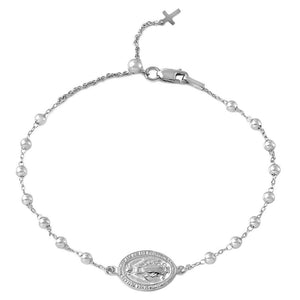 Sterling Silver Rhodium Plated Miraculous Medal Bracelet  (10 % OFF)