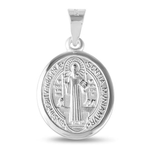 Italian Sterling Silver St. Benedict Medal Pendant