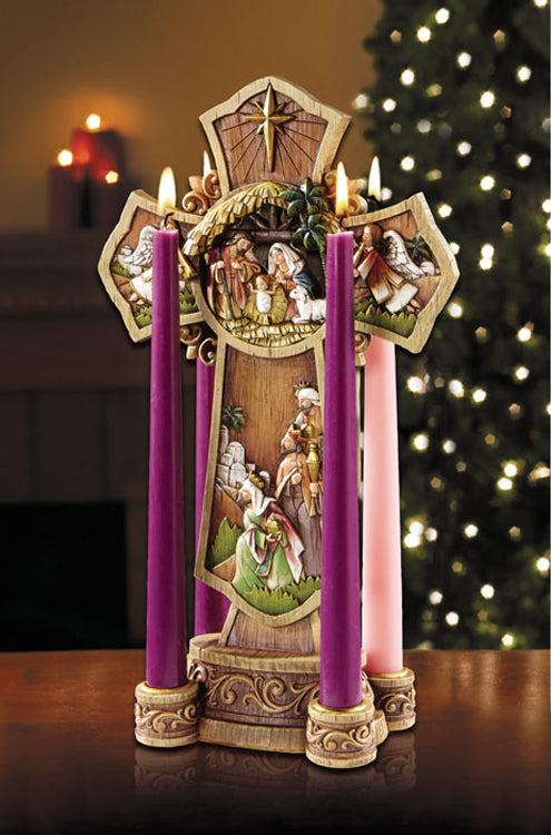 Nativity Cross Advent Wreath