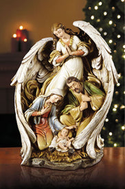15" Angel With Nativity Scene