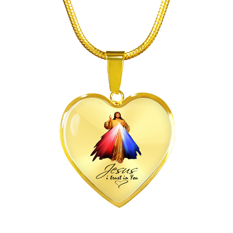 Divine Mercy Heart Pendant Necklace