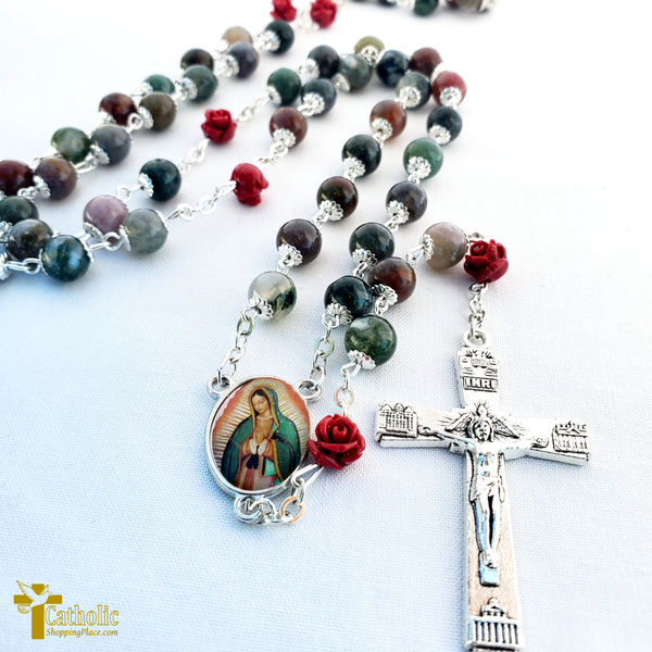 Our lady of Guadalupe Natural Stone Rosary (Now regular price)