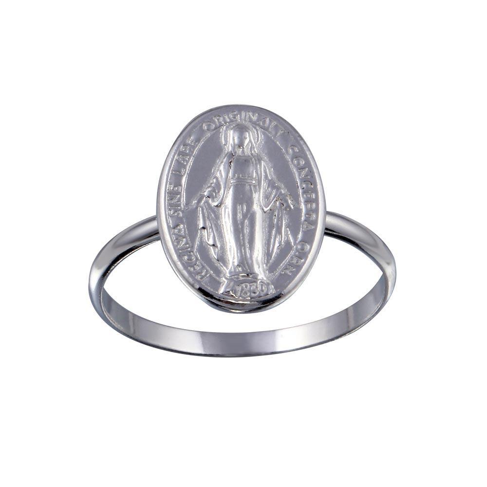 Miraculous medal Sterling silver ring