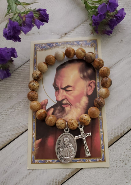 Saint Pio Bracelet And Prayer Card (10% off)