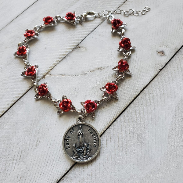 Our Lady of Fatima Red Roses Bracelet