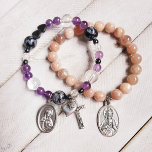 Sacred heart of Jesus and Our Lady of Mount Carmel Bracelet (buy one get one free)